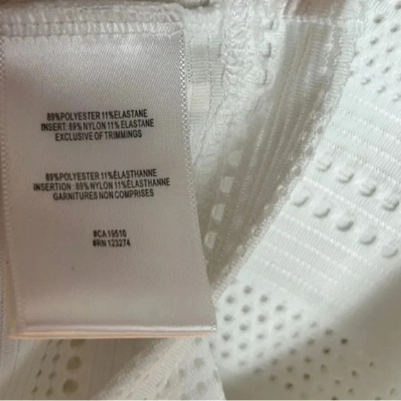 LOLE vtg oversize white sheer eyelet t shirt,silver trim,PTP 20” ,raglan,XS,S,M - Picture 15 of 15